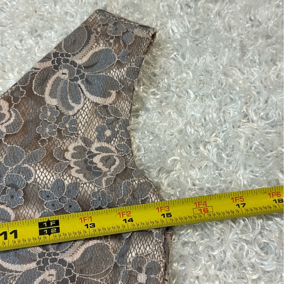 Peachy Pink Lining With A Silver Gray Lace Overlay with Rhinestone built-in Belt - Picture 9 of 13